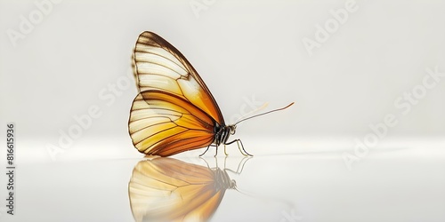 Butterfly with white background tawny coster species ideal for graphic design. Concept Butterfly Photography, Tawny Coster, White Background, Graphic Design, Insect Illustration photo