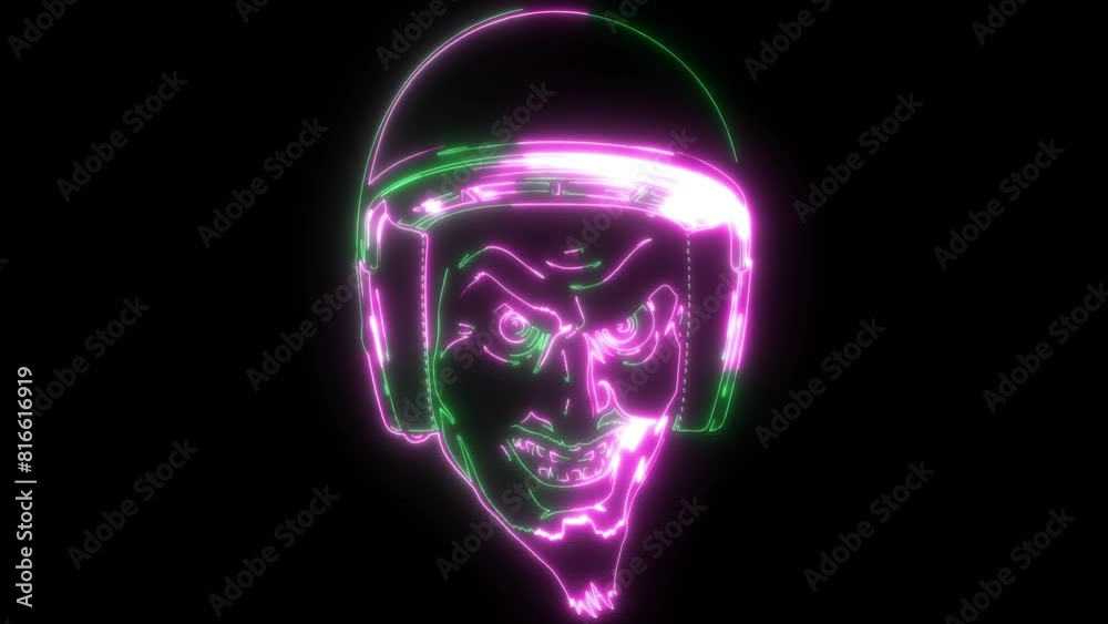 neon animation of devil head mascot neon animation of devil head mascot