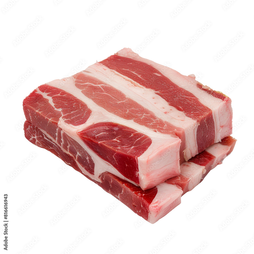 Succulent Pork Belly Served on a Plate, Isolated Without Background