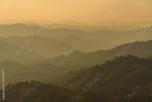 sunset at Noen Chang Suek, Pilok, Kanchanaburi, Thailand.