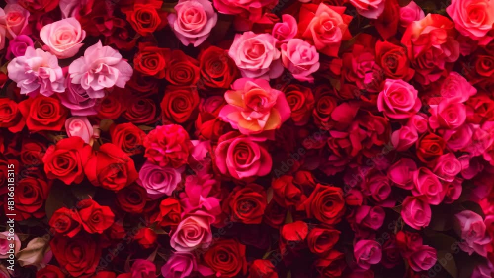 A large group of red and pink roses clustered together, A bouquet of roses in various shades of red A large group of red and pink roses clustered together, A bouquet of roses in various shades of red
