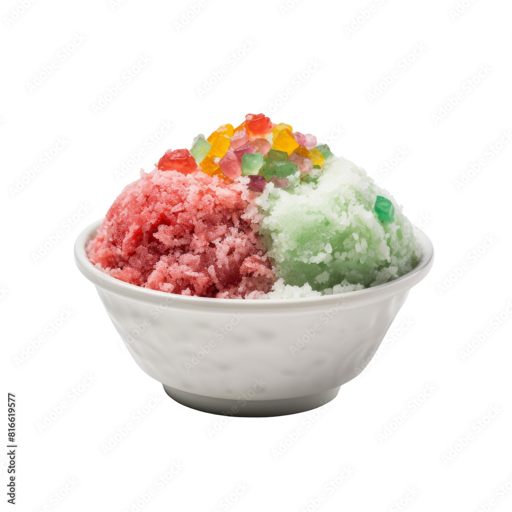 Refreshing Shaved Ice Dessert in a Variety of Flavors, Isolated without Background