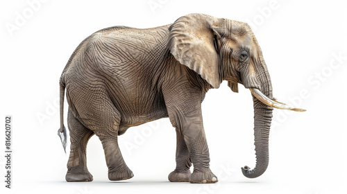 Realistic photo of an elephant on a white background 8k