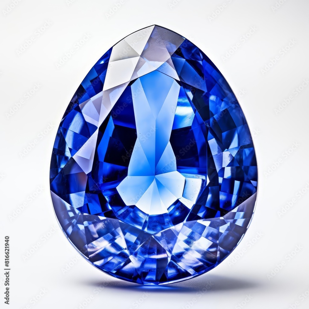 Blue sapphire gemstone on white background Blue sapphire gemstone on white background