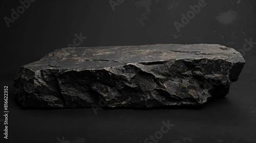 Black Stone Surface. Stylish Product Stage Background with copy-space. photo