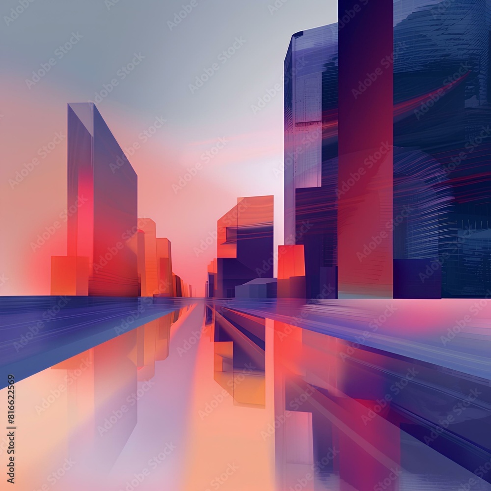 Abstract wallpaper design with urban view , color illustration generated with AI Abstract wallpaper design with urban view , color illustration generated with AI