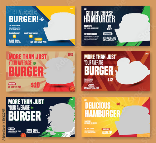 Set of food advertisement web banner template