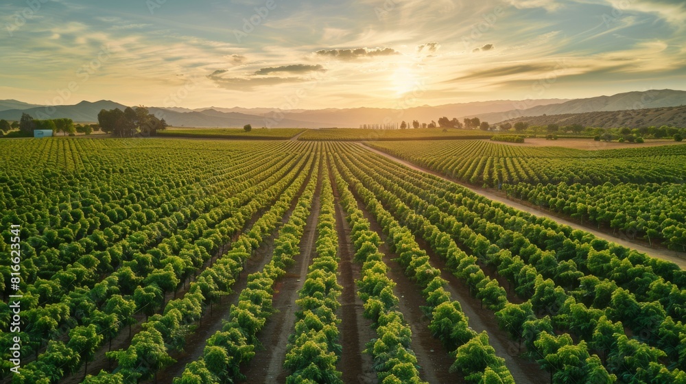 Aerial view of a cannabis farm with fields stretching to the horizon Aerial view of a cannabis farm with fields stretching to the horizon