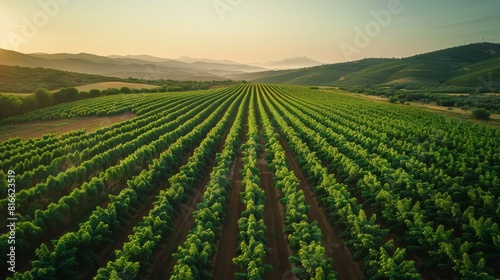 Aerial view of a cannabis farm with fields stretching to the horizon