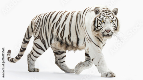 A white tiger,full boby,movie lighting style, Warmbilder, 32k Ultra HD, white background