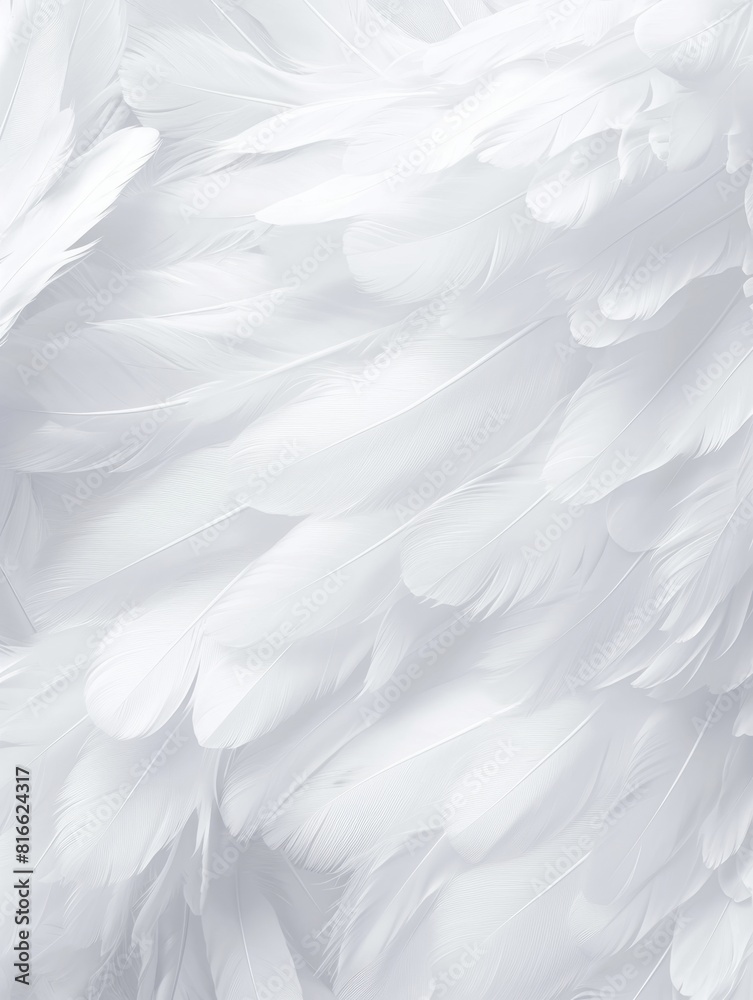 Obraz premium Realistic Fluffy White Feather Textured Background. Soft, Plush, Premium, Luxury, Elegant Pattern for Banner, Wallpaper or Fabric Design