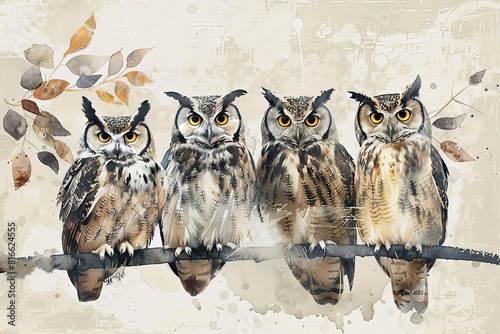 Wise owls - Watercolor style photo