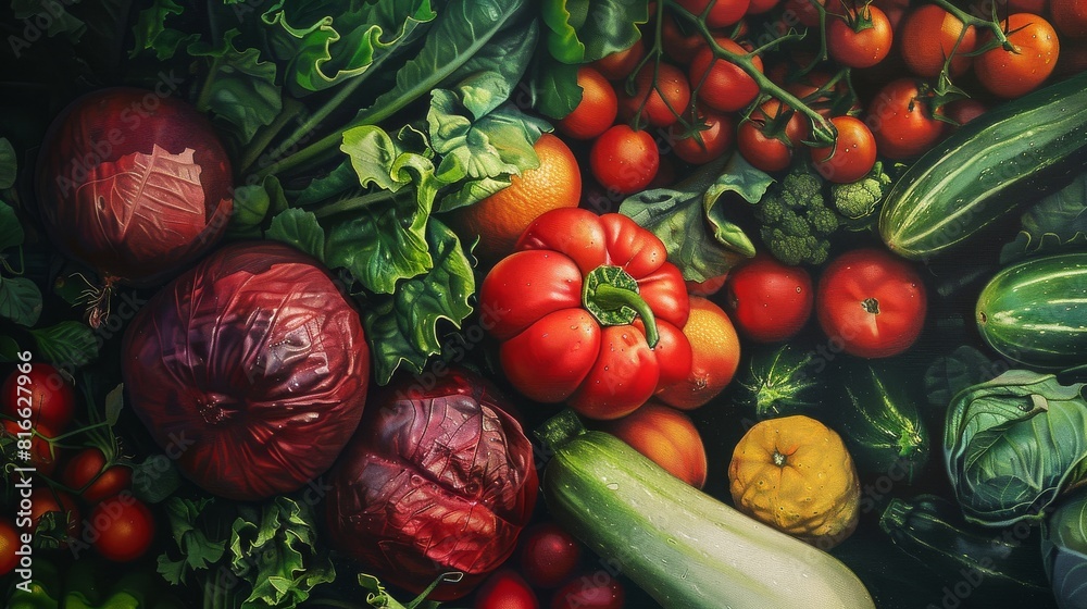 vegetables, reds and greens, juicy colors