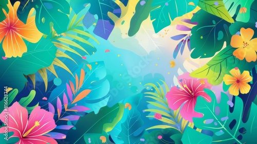 Vibrant Tropical Plants and Flowers Background
