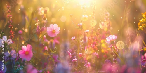 Vibrant Flower Field Under Sunlight