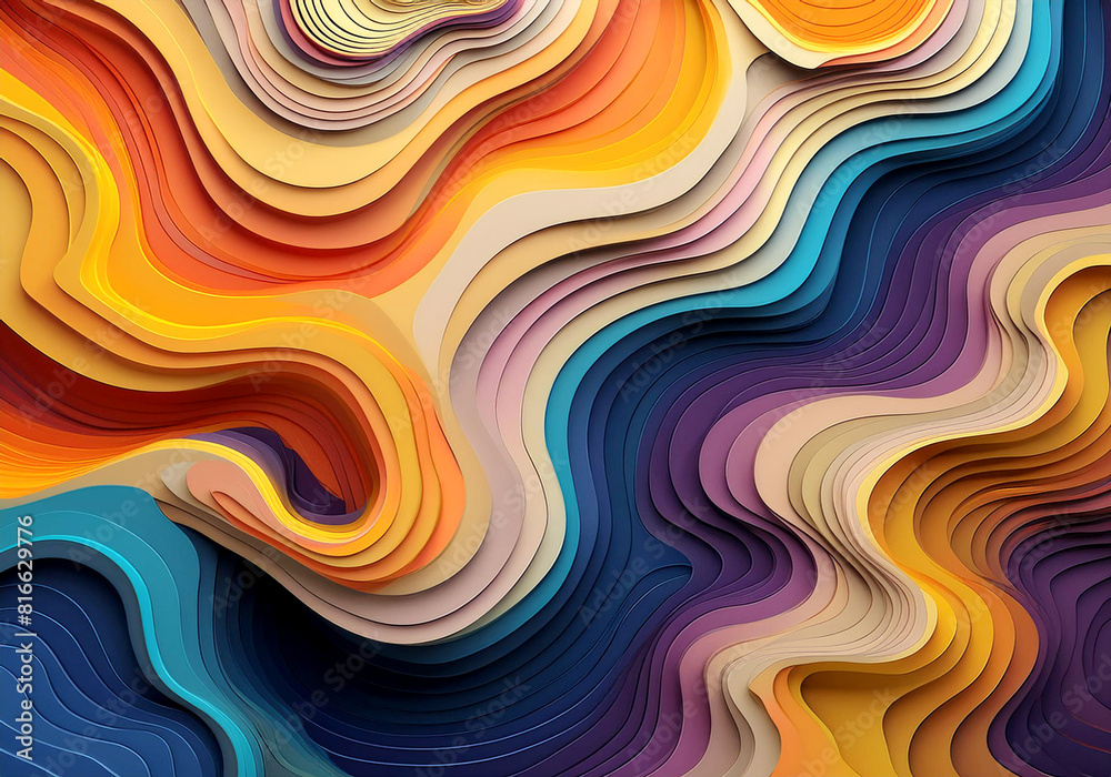 Fototapeta premium abstract colorful wavy layered paper background