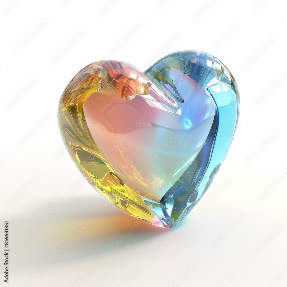 Bright heart shaped object on plain white backdrop Bright heart shaped object on plain white backdrop
