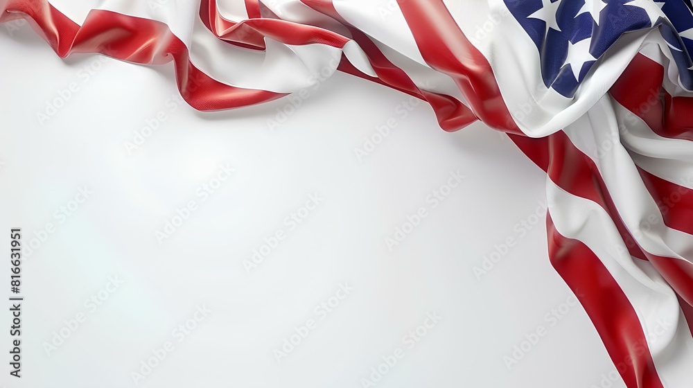 Obraz premium United States Flag lay down on white background,copyspace