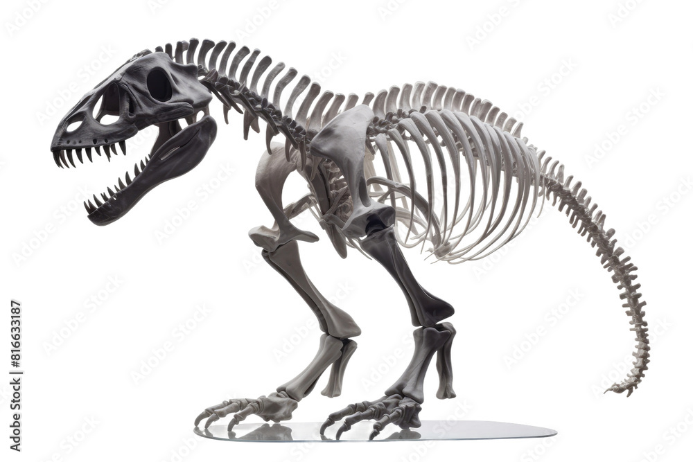 Mystical Remains: Ancient Dinosaur Skeleton Unearthed on White or PNG Transparent Background. Mystical Remains: Ancient Dinosaur Skeleton Unearthed on White or PNG Transparent Background.