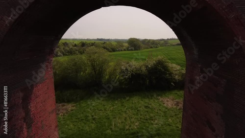 An aerial view of the Ledbury Viaduct bridge in England during daylight photo