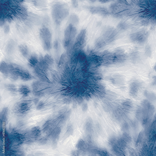 Round Tie Dye Paint. Tie Dye Circle Swirl. Blue Swirl Pattern. Seamless Pastel Tye Dye. Navy Print Repeat. Spiral Old Pattern. Tiedye Peace. Dirty Shibori Grunge. Vector Traditional Tie Dye.
