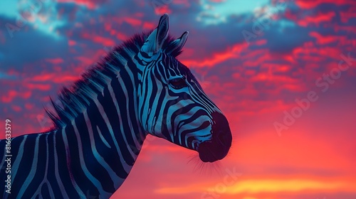 Powerful Zebra Silhouette Against Vibrant Sunset Sky