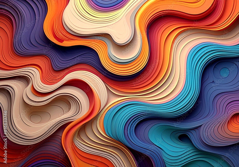 Fototapeta premium abstract colorful wavy layered paper background