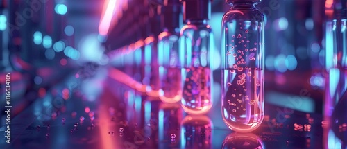 Futuristic Pill Research Lab with Neon Lighting