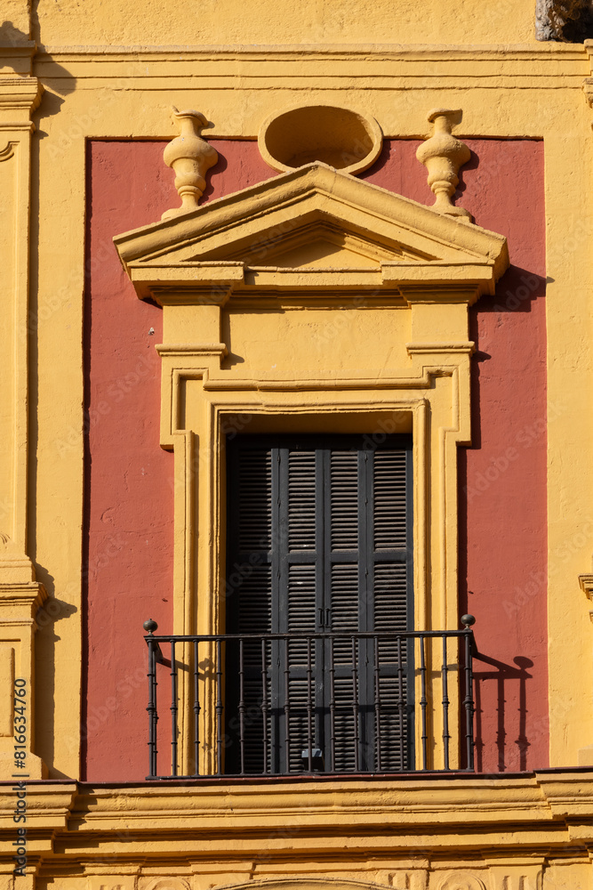 Obraz premium Detail of a classic Spanish building in Malaga, Andalusia, southern Spain.