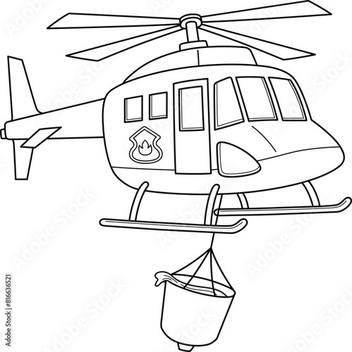 Firefighting Helicopter Isolated Coloring Page 