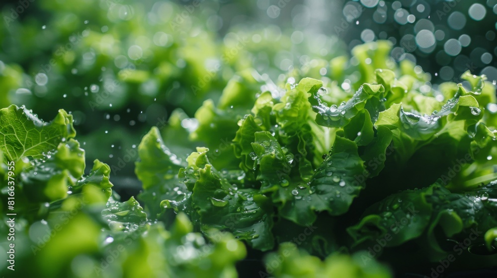 Close-up of organic lettuce growing in a hydroponic system Close-up of organic lettuce growing in a hydroponic system