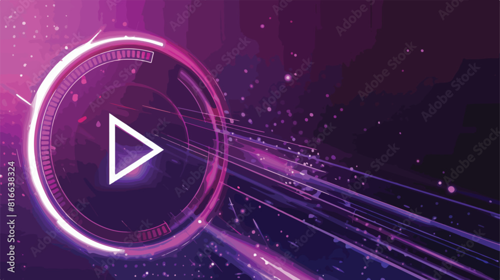Play button icon with background purple vector