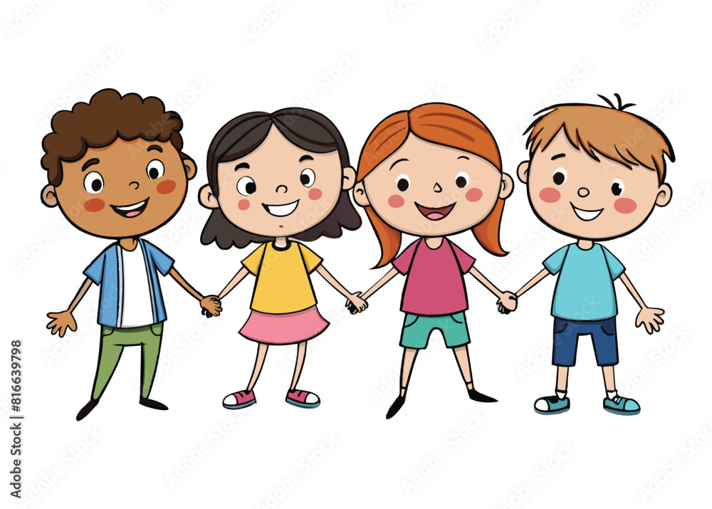 Group of funny kids holding hands. Friendship concept Group of funny kids holding hands. Friendship concept