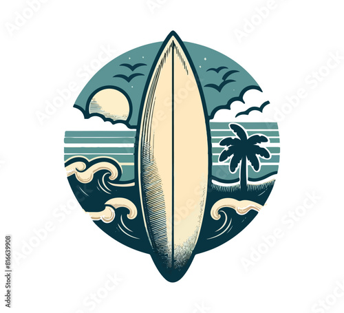 surfing board vintage vector beach surfboard
