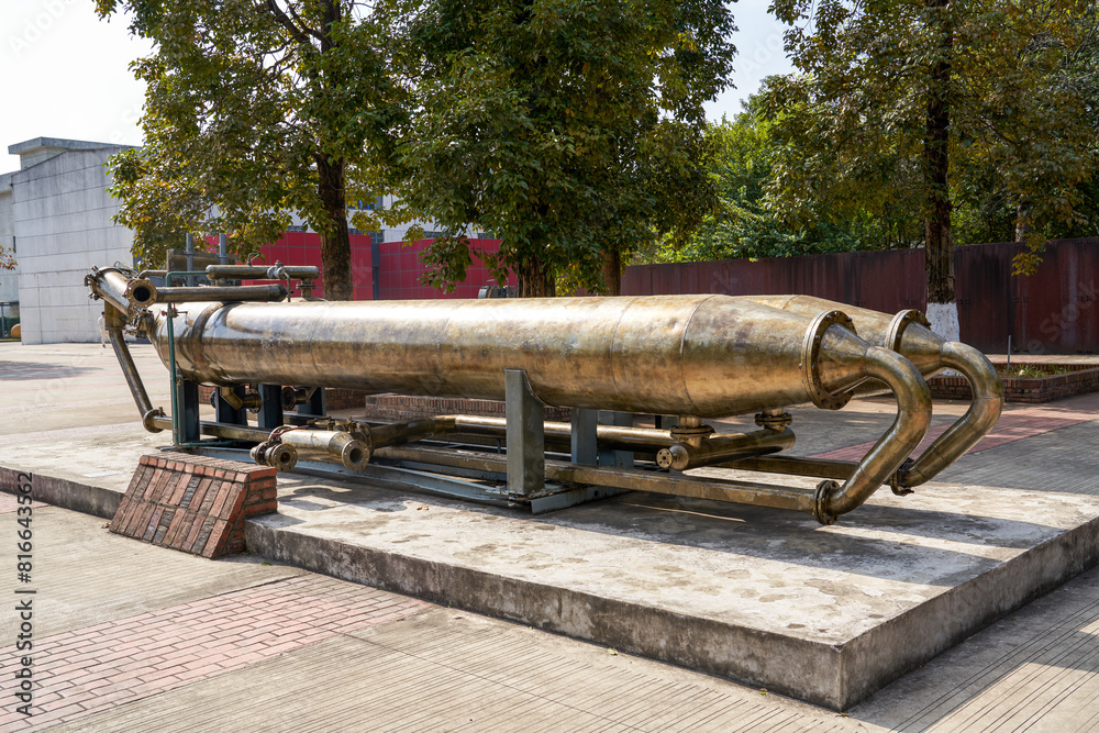 Large machinery and gears at Liuzhou Industrial Museum in Guangxi, China