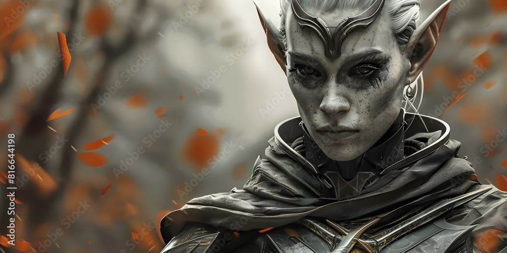 Conceptualizing a powerful dark elf female warrior in heavy armor ...