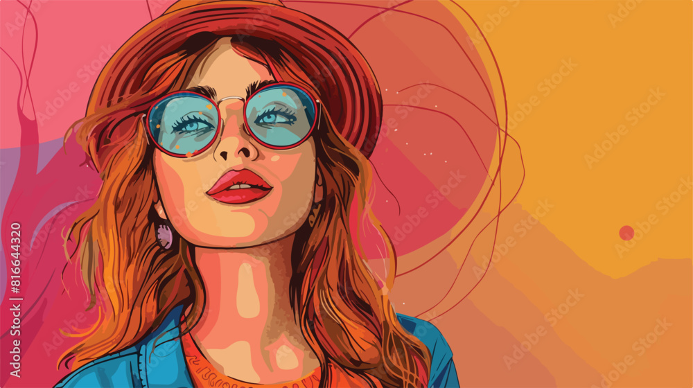 Portrait of funny young woman on color background Vector