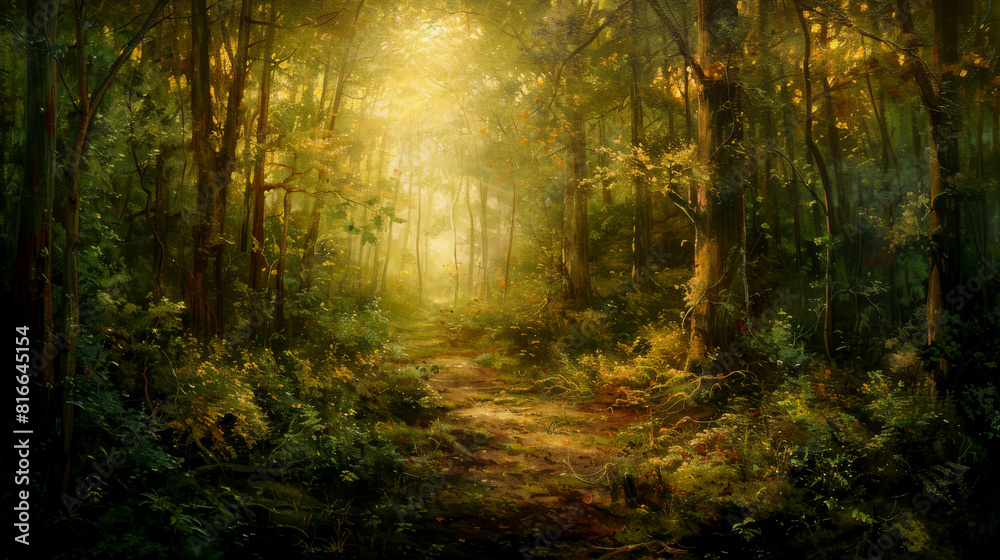 Beautiful deciduous forest with penetrating sun rays. Beautiful deciduous forest with penetrating sun rays.