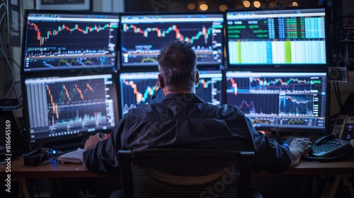 Traders monitoring multiple screens with live stock market data