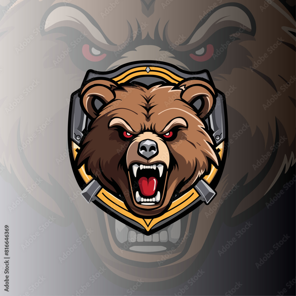 Bear Logo Template with shield frame