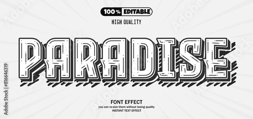 Paradise text effect, Editable text effect.