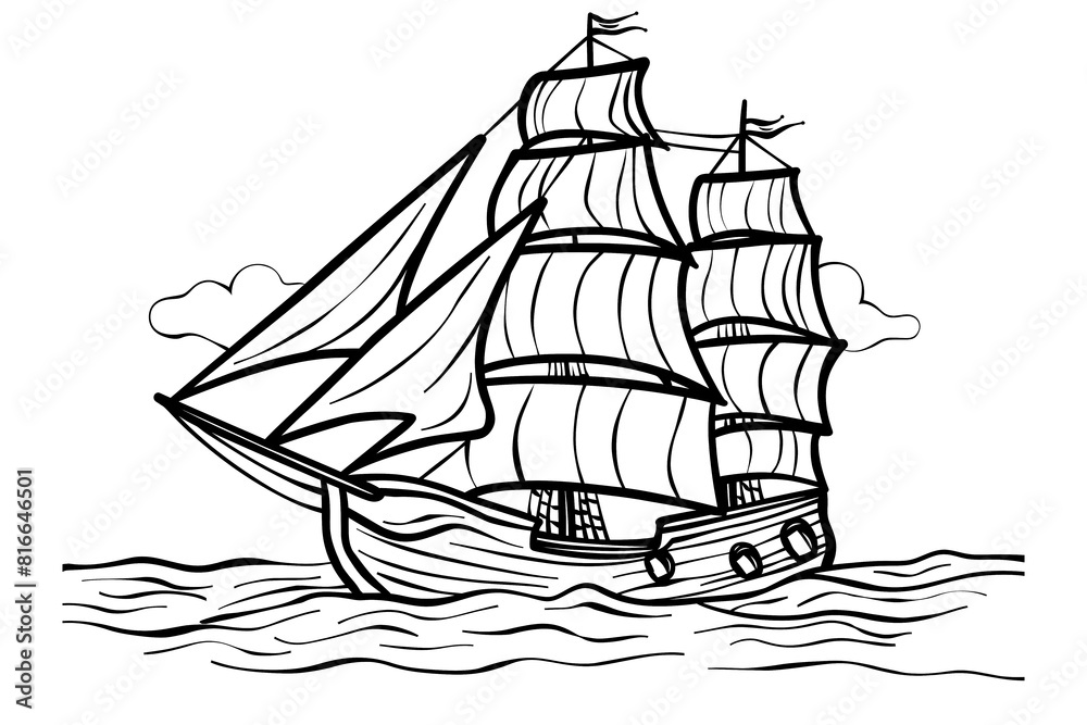 Ship for children coloring book