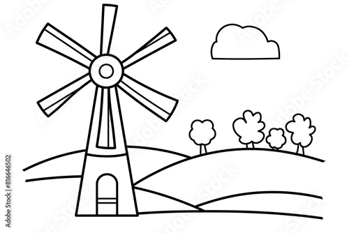 Mill for children coloring book or page