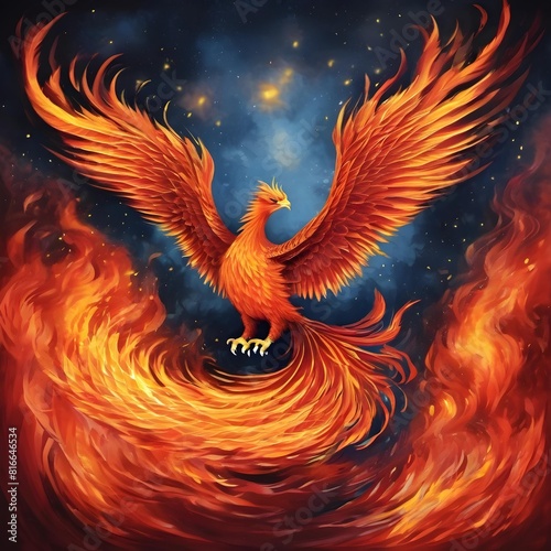 Phoenix rising through the flames