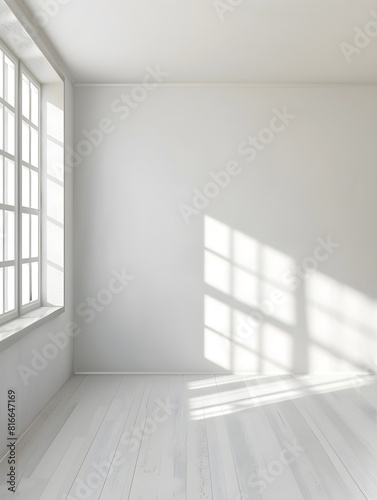 Empty room with white walls and window 