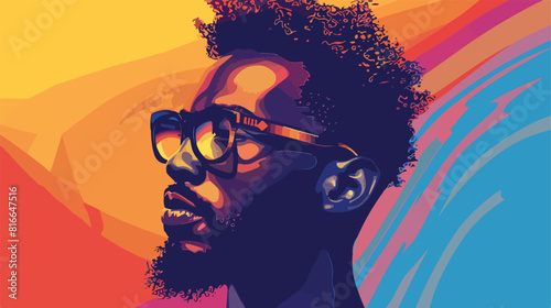 Portrait of stylish African-American man on color background