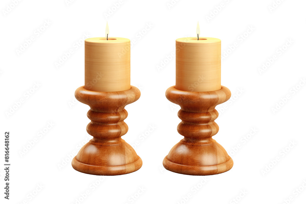 Harmonious Fusion: A Duo of Stacked Wooden Candles on White or PNG Transparent Background. Harmonious Fusion: A Duo of Stacked Wooden Candles on White or PNG Transparent Background.