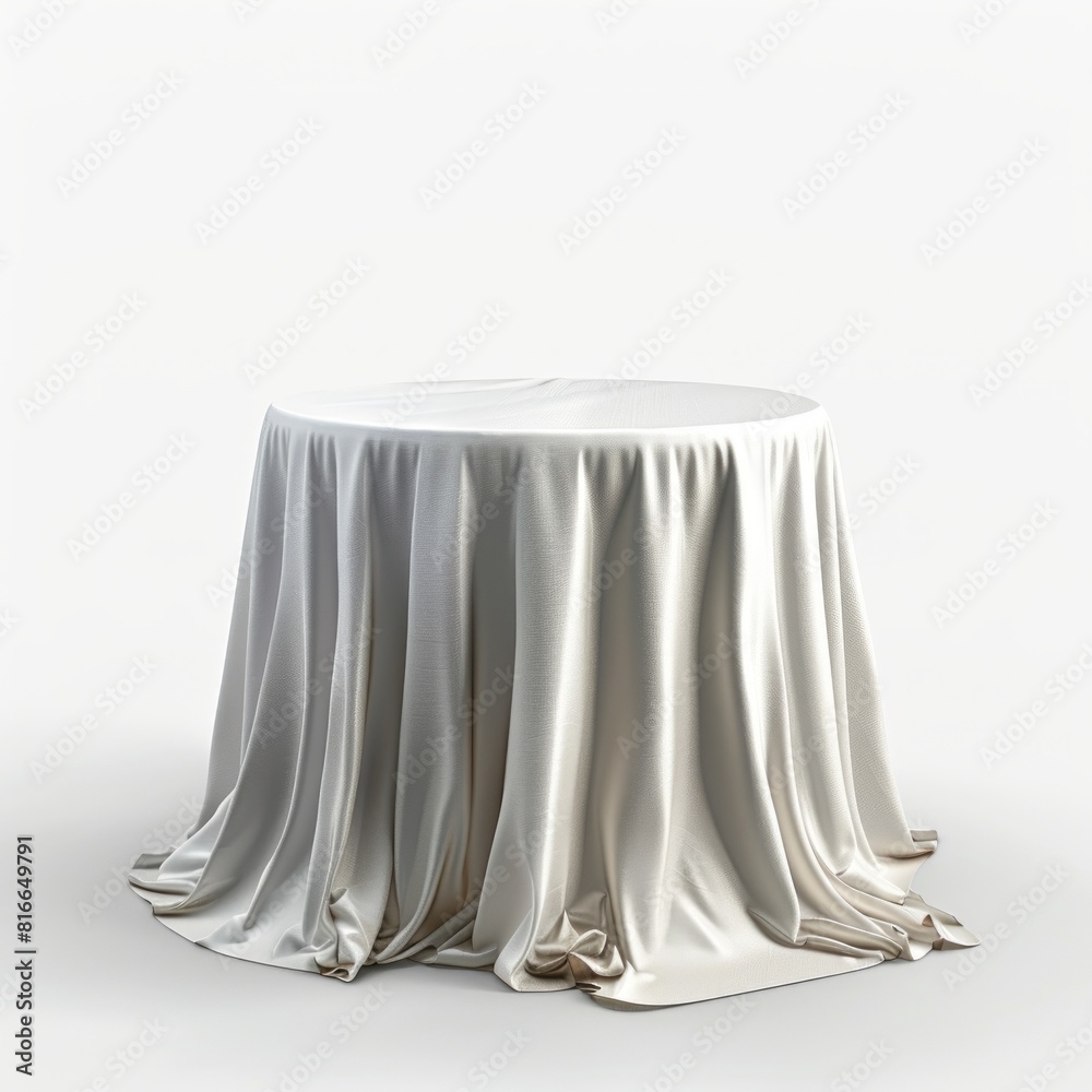 A white tablecloth laid flat on a plain white background A white tablecloth laid flat on a plain white background