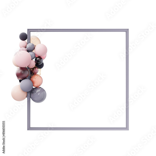 frame, border, with many multicolored spheres , decoration elements swirling around the perimeter of the frame, decoration, festive design, luxury background