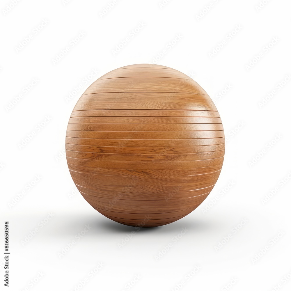 A wooden ball placed on a plain white surface A wooden ball placed on a plain white surface